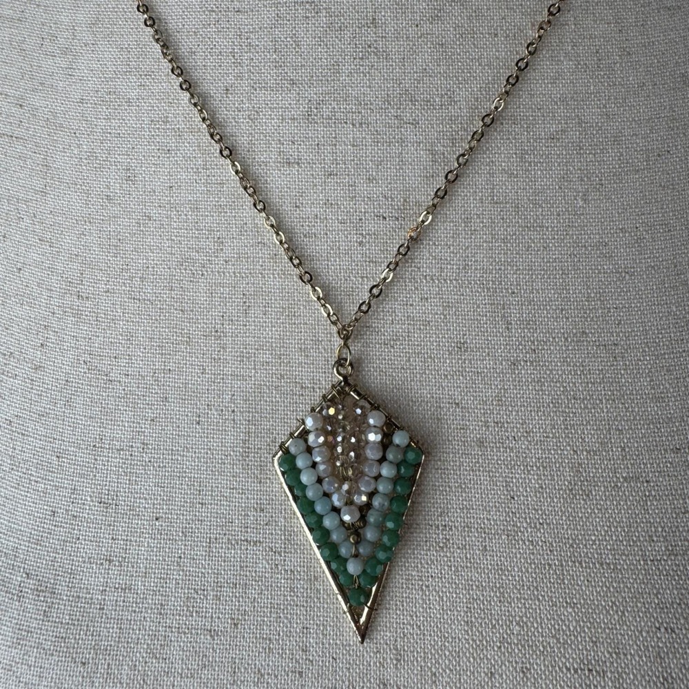 Fairy Grunge Festival Vintage Y2K Chevron Statement Pendant Necklace 16"-18.5"